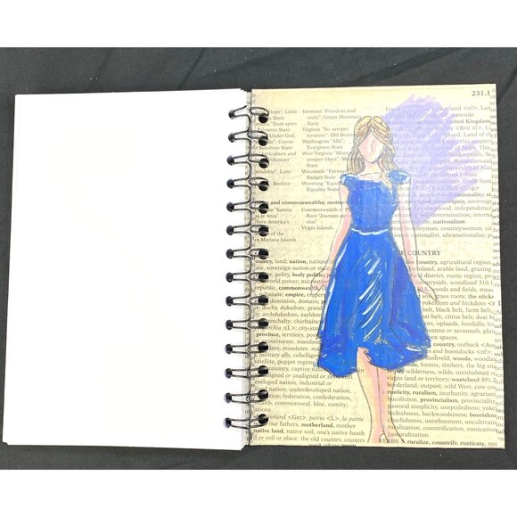 Journal Unique Women/Teens Fashion/Style Design Handmade Upcycle Spiral Notebook - Picture 3 of 6
